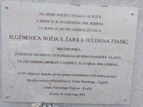 Krašić: biskup Križić predvodio svetu misu i nakon svete mise otkrivena spomen-ploča s. Žarki Ivasić