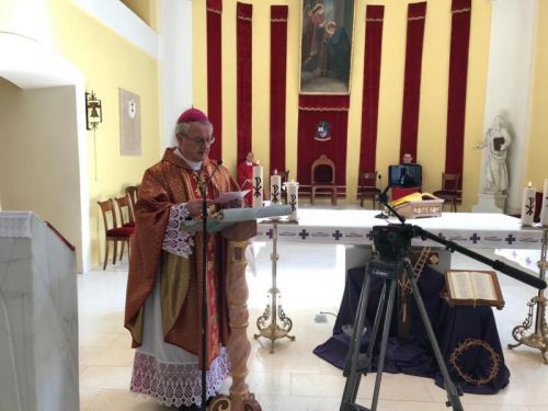 Biskup Križić na Cvjetnicu u gospićkoj Katedrali predvodio svetu misu bez naroda