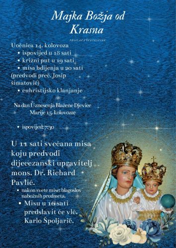 Proslava Velike Gospe u svetištu Majke Božje od Krasna 2024.