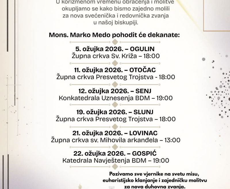 Korizmena inicijativa  molitve za duhovna zvanja