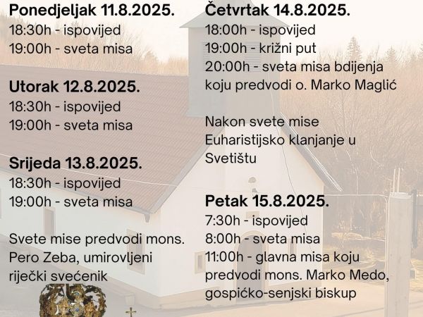 Velika Gospa u Krasnu – Središnje misno slavlje predvodi biskup mons. Marko Medo