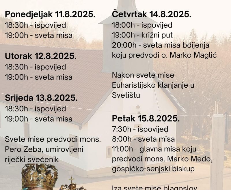 Velika Gospa u Krasnu – Središnje misno slavlje predvodi biskup mons. Marko Medo