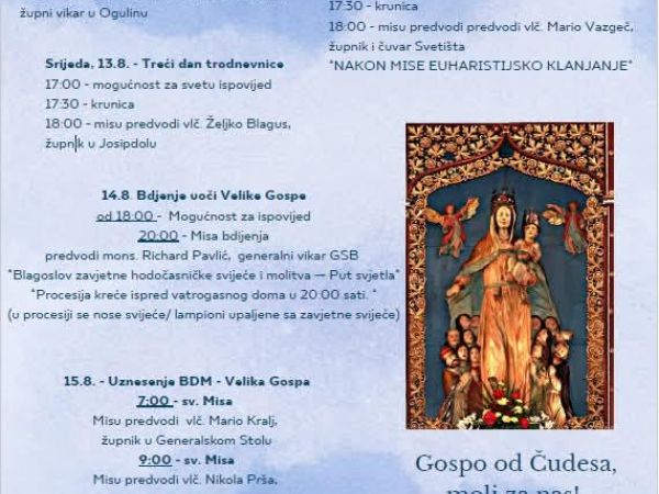 Biskup Marko Medo na Veliku Gospu u Oštarijama