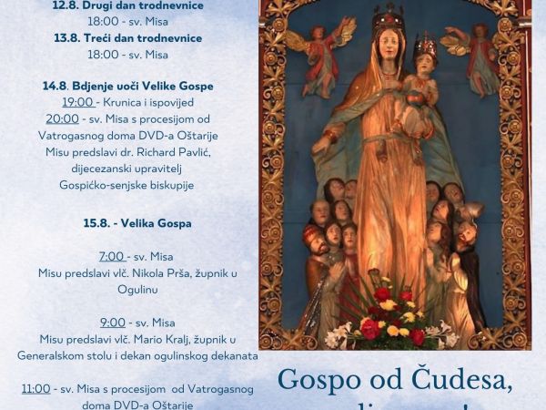 Proslava Velike Gospe u svetištu Gospe od Čudesa