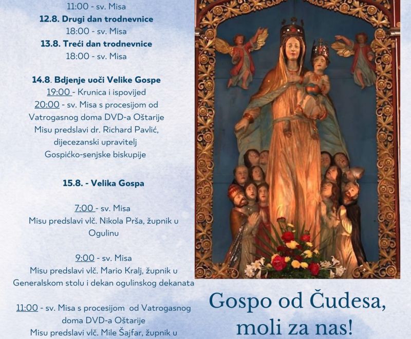 Proslava Velike Gospe u svetištu Gospe od Čudesa